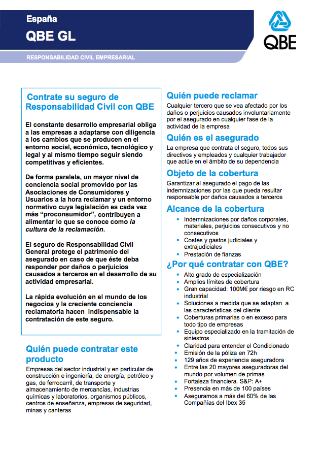 Introducción a la cobertura de Responsabilidad Civil de QBE (PDF 192Kb)