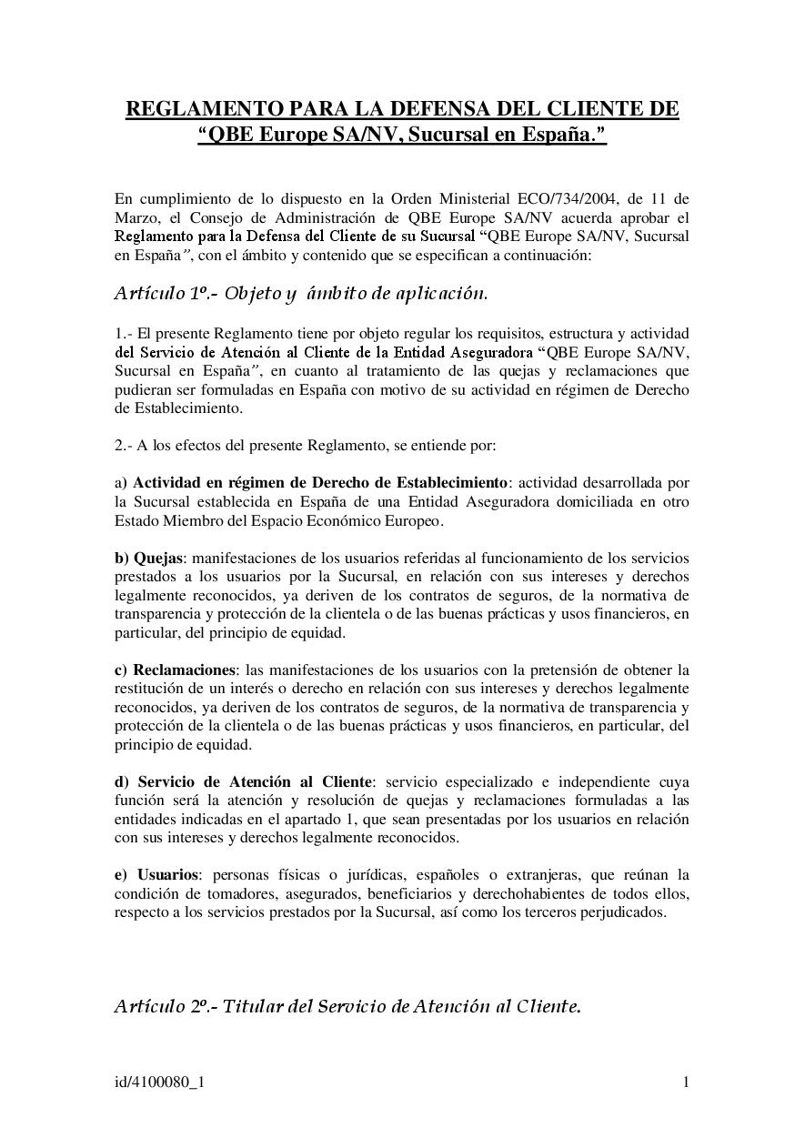 QBE Reglamento SAC Mayo 2020